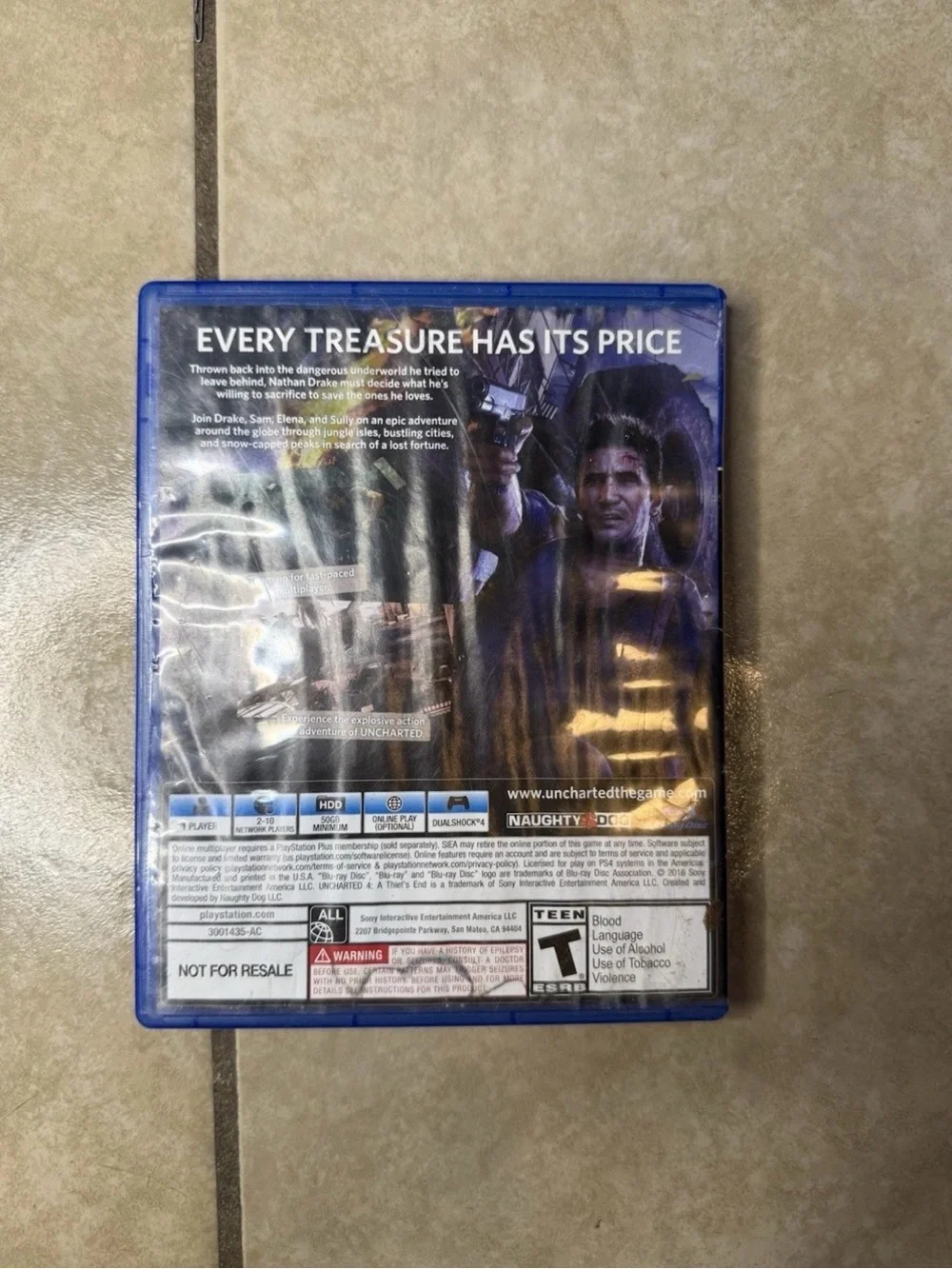 Uncharted 4: A Thief's End PS4 Game Disc - Blue